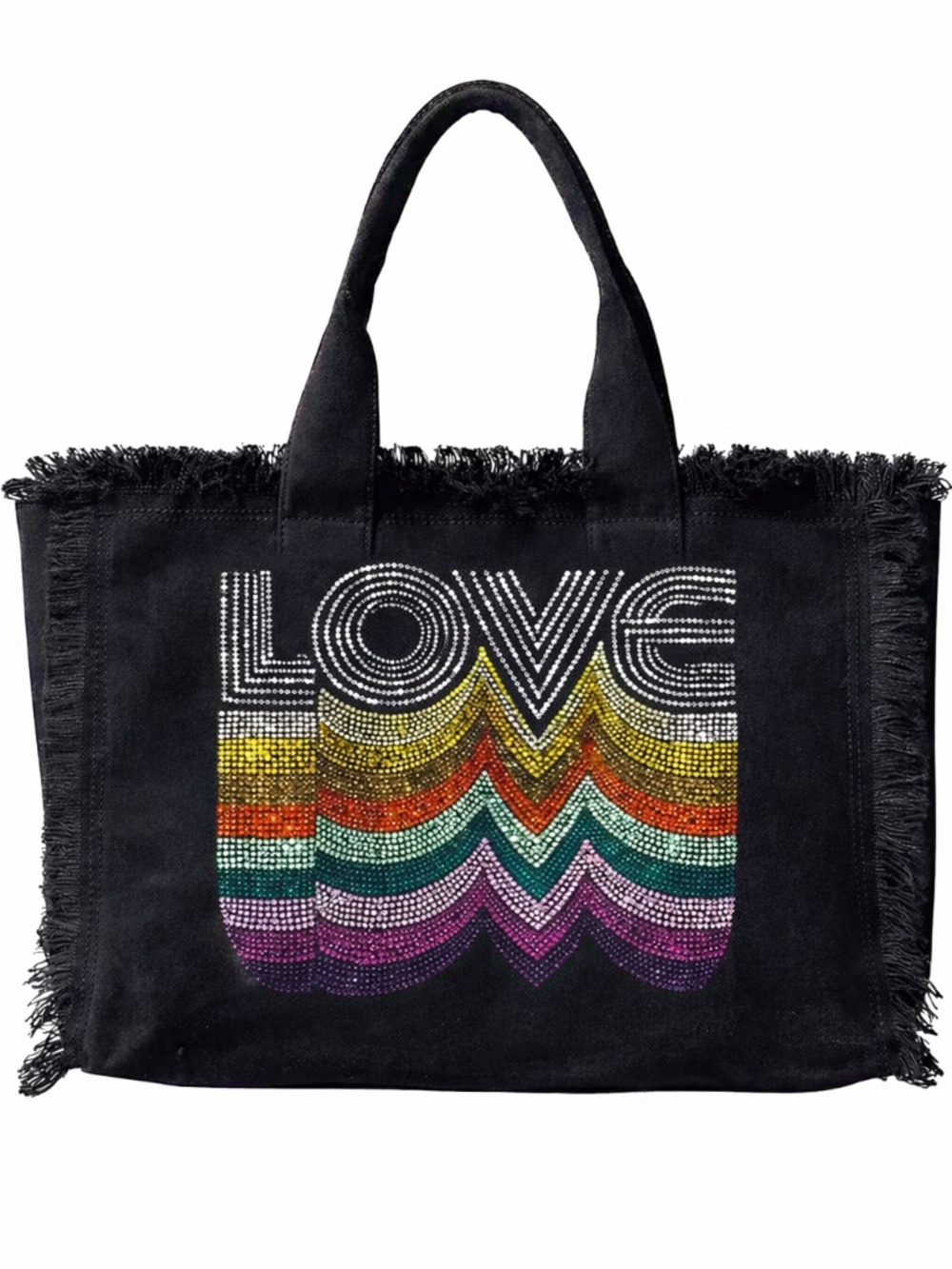 Love Repeater Black Canvas Tote Bag